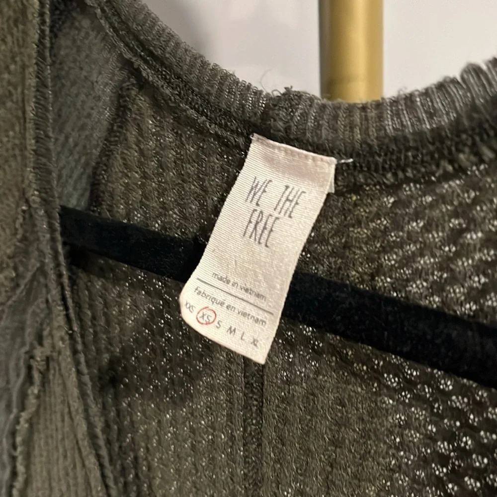 Free People Catalina Thermal Top Olive Green Long Sleeve Top XS
